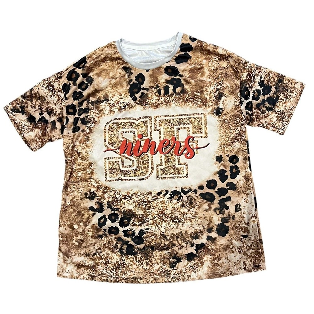 San Francisco 49ers Women’s XL Leopard Print Polyester Graphic Tee Niners